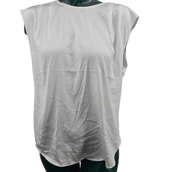 Express Tops - Express Basic White Minimalist Top Pleated Shoulder Short Sleeve Women's M 3582